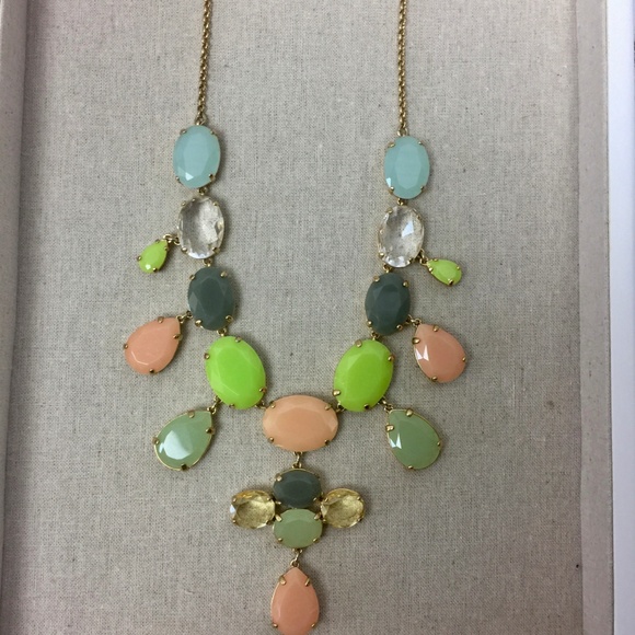 J Crew Pink Green Pastel Oval Statement Necklace - Picture 8 of 8